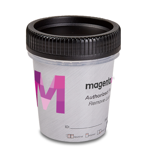 12-Panel-CLIA-Waived-Magenta-tapered-cup-turned-drug-test