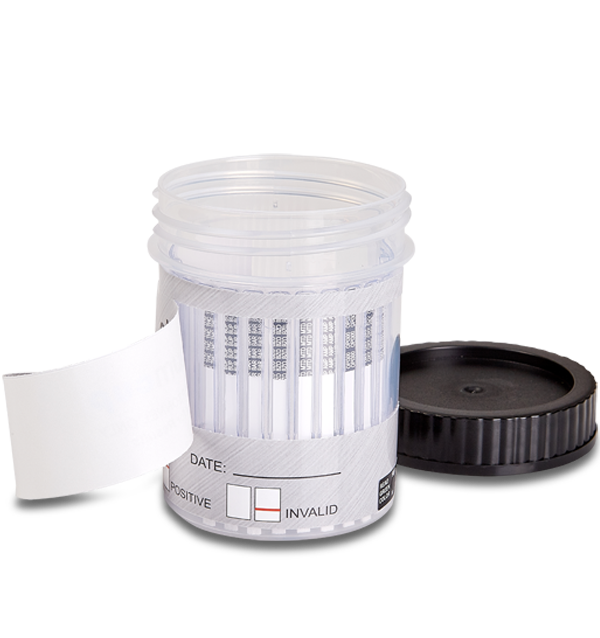 12-Panel-3-Adulterants-CLIA-Waived-Magenta-clicker-cup-results-drug-test