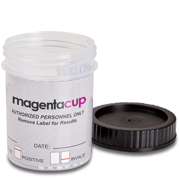 12-Panel-CLIA-Waived-Magenta-clicker-cup-open-drug-test
