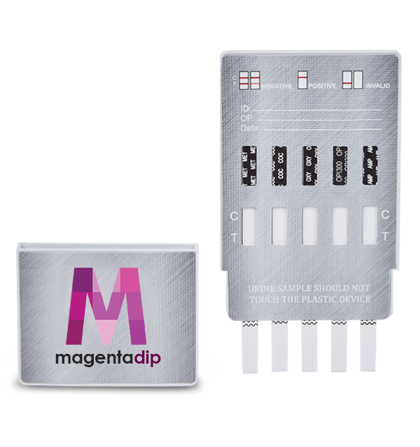 12-Panel-CLIA-Waived-Magenta-dip-card-open-drug-test